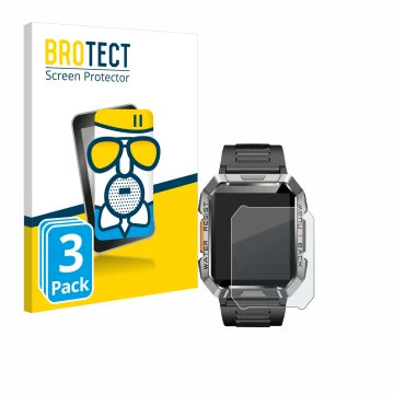 Parte frontal de un envase de producto con el logotipo de la marca BROTECT. Al lado se muestra el dispositivo Baolubao W60 con