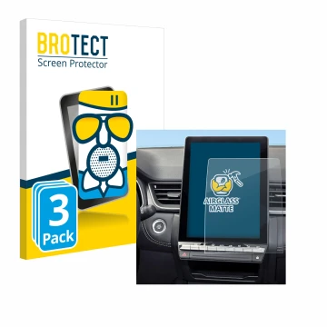 Parte frontal de un envase de producto con el logotipo de la marca BROTECT. Al lado se muestra el dispositivo Renault Symbioz 