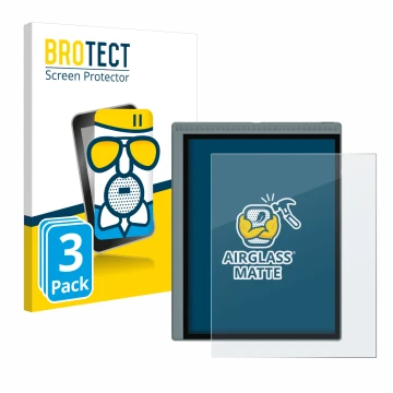 Parte frontal de un envase de producto con el logotipo de la marca BROTECT. Al lado se muestra el dispositivo Bigme B1051C con