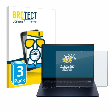 Parte frontal de un envase de producto con el logotipo de la marca BROTECT. Al lado se muestra el dispositivo HP EliteBook Ult
