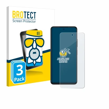 Parte frontal de un envase de producto con el logotipo de la marca BROTECT. Al lado se muestra el dispositivo ZTE Blade A75 4G