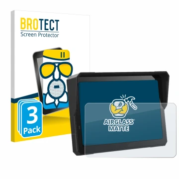 Parte frontal de un envase de producto con el logotipo de la marca BROTECT. Al lado se muestra el dispositivo Carpuride W702 P