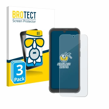 Parte frontal de un envase de producto con el logotipo de la marca BROTECT. Al lado se muestra el dispositivo Blackview BV5200