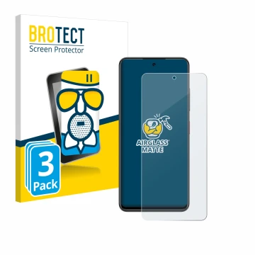Parte frontal de un envase de producto con el logotipo de la marca BROTECT. Al lado se muestra el dispositivo Nubia Focus 5G c