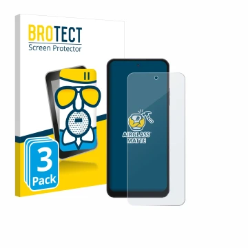 Parte frontal de un envase de producto con el logotipo de la marca BROTECT. Al lado se muestra el dispositivo Hotwav Note 13 M