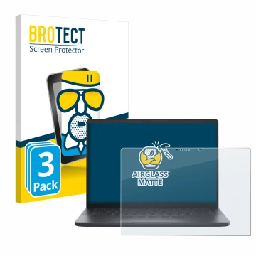 Parte frontal de un envase de producto con el logotipo de la marca BROTECT. Al lado se muestra el dispositivo Dell Pro 13 Prem