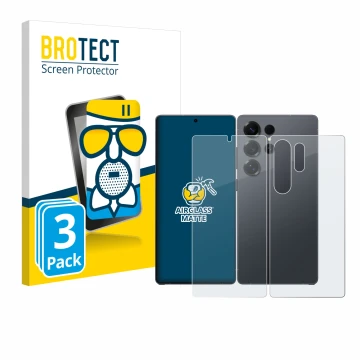 Parte frontal de un envase de producto con el logotipo de la marca BROTECT. Al lado se muestra el dispositivo Samsung Galaxy S