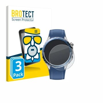 Parte frontal de un envase de producto con el logotipo de la marca BROTECT. Al lado se muestra el dispositivo Oppo Watch X2 co