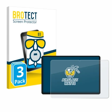 Parte frontal de un envase de producto con el logotipo de la marca BROTECT. Al lado se muestra el dispositivo Teclast P50 AI c