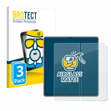 Parte frontal de un envase de producto con el logotipo de la marca BROTECT. Al lado se muestra el dispositivo Huawei Mate X6 (