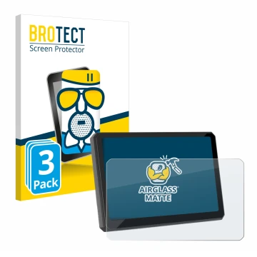 Parte frontal de un envase de producto con el logotipo de la marca BROTECT. Al lado se muestra el dispositivo Carpuride W702BS
