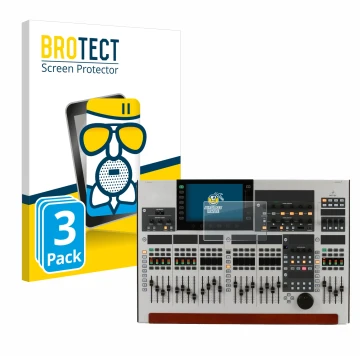 Parte frontal de un envase de producto con el logotipo de la marca BROTECT. Al lado se muestra el dispositivo Behringer Wing c