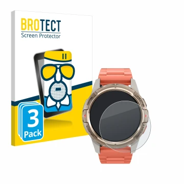 Parte frontal de un envase de producto con el logotipo de la marca BROTECT. Al lado se muestra el dispositivo Xiaomi Mibro GS 