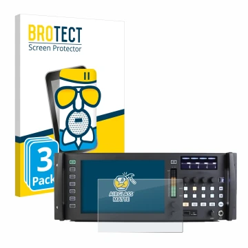 Parte frontal de un envase de producto con el logotipo de la marca BROTECT. Al lado se muestra el dispositivo Behringer Wing R