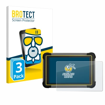 Parte frontal de un envase de producto con el logotipo de la marca BROTECT. Al lado se muestra el dispositivo Leica iCON CC170