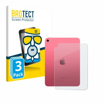 Parte frontal de un envase de producto con el logotipo de la marca BROTECT. Al lado se muestra el dispositivo Apple iPad A16 1