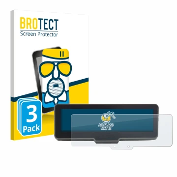 Parte frontal de un envase de producto con el logotipo de la marca BROTECT. Al lado se muestra el dispositivo KTM 990 Duke R 2