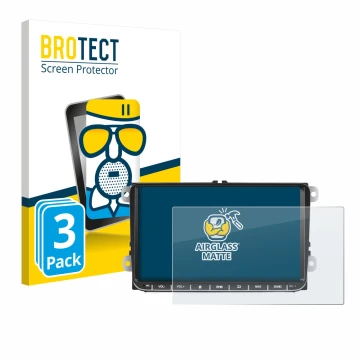 Parte frontal de un envase de producto con el logotipo de la marca BROTECT. Al lado se muestra el dispositivo Essgoo AR9002 co
