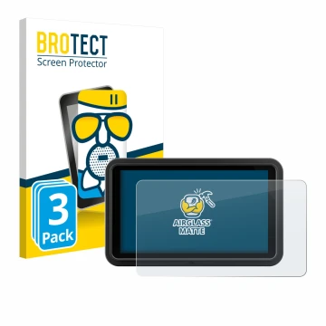 Parte frontal de un envase de producto con el logotipo de la marca BROTECT. Al lado se muestra el dispositivo Atomos Shinobi G