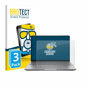Parte frontal de un envase de producto con el logotipo de la marca BROTECT. Al lado se muestra el dispositivo HP Zbook Ultra G