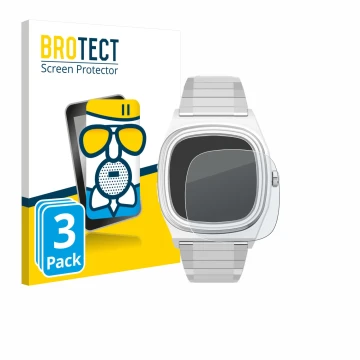 Parte frontal de un envase de producto con el logotipo de la marca BROTECT. Al lado se muestra el dispositivo Timex Reissue 19