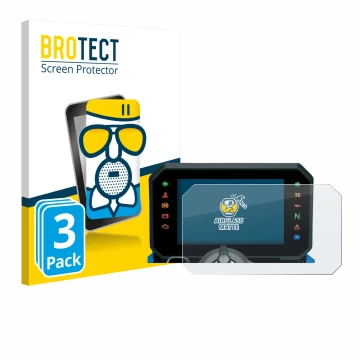 Parte frontal de un envase de producto con el logotipo de la marca BROTECT. Al lado se muestra el dispositivo Suzuki GSX-8S 20