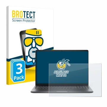 Parte frontal de un envase de producto con el logotipo de la marca BROTECT. Al lado se muestra el dispositivo Dell Pro 16 PC16