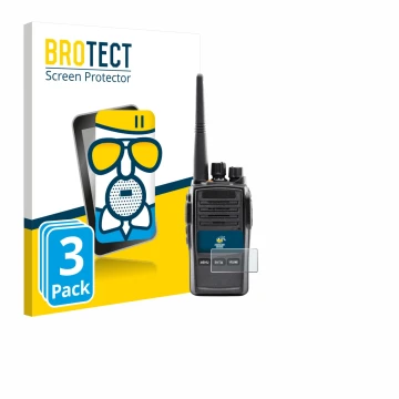 Parte frontal de un envase de producto con el logotipo de la marca BROTECT. Al lado se muestra el dispositivo Midland G18 Pro 