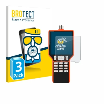 Parte frontal de un envase de producto con el logotipo de la marca BROTECT. Al lado se muestra el dispositivo RigExpert MATCH 