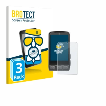 Parte frontal de un envase de producto con el logotipo de la marca BROTECT. Al lado se muestra el dispositivo Wahoo Elemnt Roa