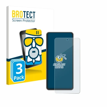 Parte frontal de un envase de producto con el logotipo de la marca BROTECT. Al lado se muestra el dispositivo realme GT 7T con