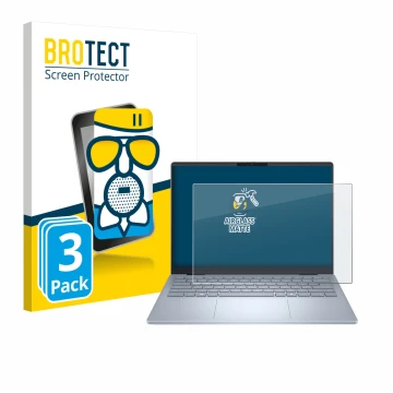 Parte frontal de un envase de producto con el logotipo de la marca BROTECT. Al lado se muestra el dispositivo Dell 14 Plus Lap