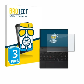 Parte frontal de un envase de producto con el logotipo de la marca BROTECT. Al lado se muestra el dispositivo Lenovo ThinkPad 