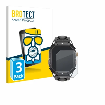 Parte frontal de un envase de producto con el logotipo de la marca BROTECT. Al lado se muestra el dispositivo Oukitel BT80 con