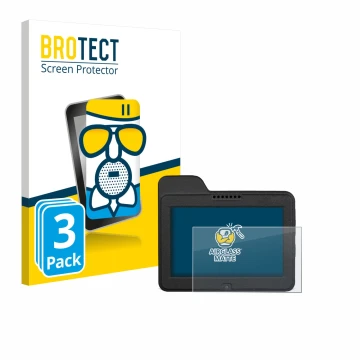 Parte frontal de un envase de producto con el logotipo de la marca BROTECT. Al lado se muestra el dispositivo Naviter Omni con
