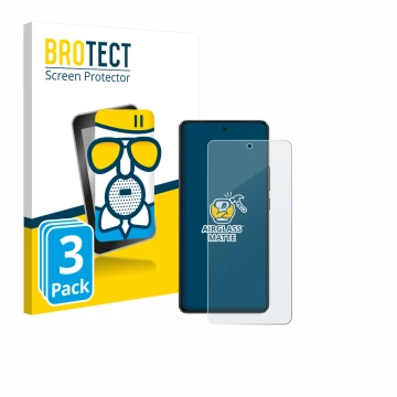 Parte frontal de un envase de producto con el logotipo de la marca BROTECT. Al lado se muestra el dispositivo realme GT 7 con 