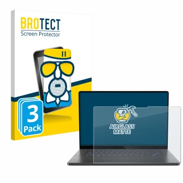 Parte frontal de un envase de producto con el logotipo de la marca BROTECT. Al lado se muestra el dispositivo ASUS ROG Zephyru