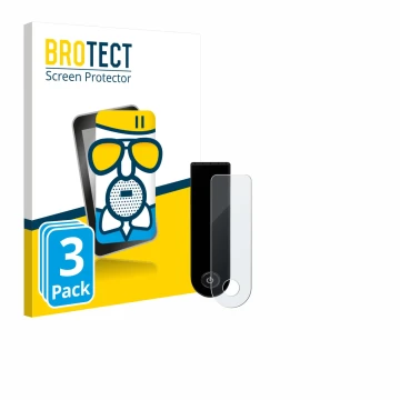 Parte frontal de un envase de producto con el logotipo de la marca BROTECT. Al lado se muestra el dispositivo Xiaomi Electric 