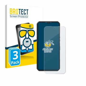 Parte frontal de un envase de producto con el logotipo de la marca BROTECT. Al lado se muestra el dispositivo Oukitel WP55 Pro