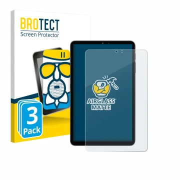 Parte frontal de un envase de producto con el logotipo de la marca BROTECT. Al lado se muestra el dispositivo Alldocube iPlay 