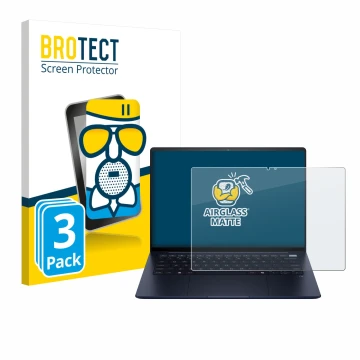 Parte frontal de un envase de producto con el logotipo de la marca BROTECT. Al lado se muestra el dispositivo HP EliteBook Ult