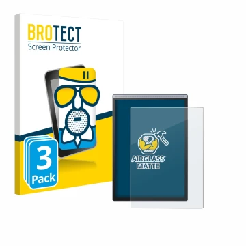 Parte frontal de un envase de producto con el logotipo de la marca BROTECT. Al lado se muestra el dispositivo iflytek Ainote A