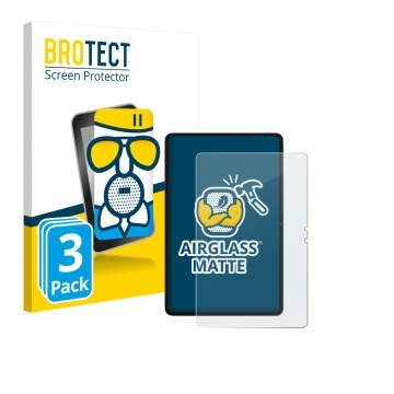 Parte frontal de un envase de producto con el logotipo de la marca BROTECT. Al lado se muestra el dispositivo Blackview MEGA 3