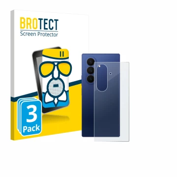 Parte frontal de un envase de producto con el logotipo de la marca BROTECT. Al lado se muestra el dispositivo Samsung Galaxy Z