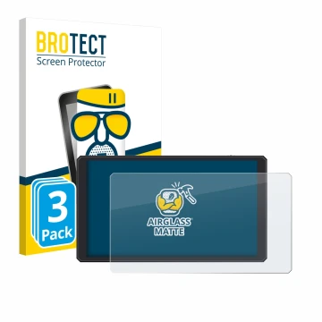 Parte frontal de un envase de producto con el logotipo de la marca BROTECT. Al lado se muestra el dispositivo Feelworld CUT6 6