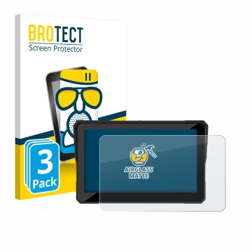 Parte frontal de un envase de producto con el logotipo de la marca BROTECT. Al lado se muestra el dispositivo Carpuride W702S 