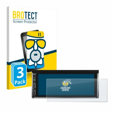 Parte frontal de un envase de producto con el logotipo de la marca BROTECT. Al lado se muestra el dispositivo Hikity Carplay 6