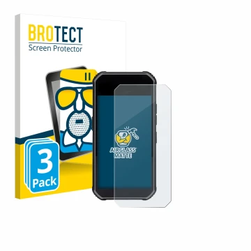 Parte frontal de un envase de producto con el logotipo de la marca BROTECT. Al lado se muestra el dispositivo SkyCaddie Pro 5X