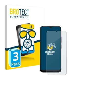 Parte frontal de un envase de producto con el logotipo de la marca BROTECT. Al lado se muestra el dispositivo Xiaomi Redmi 15C