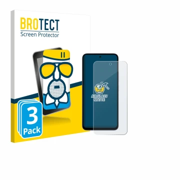 Parte frontal de un envase de producto con el logotipo de la marca BROTECT. Al lado se muestra el dispositivo Xiaomi Redmi 15 